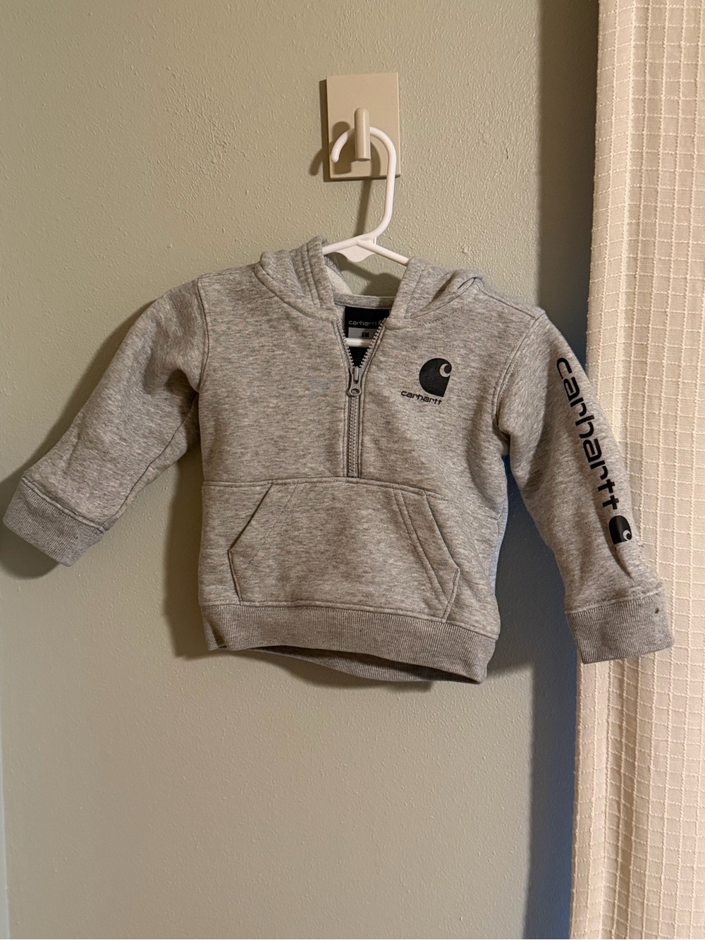 Carhartt Toddler Light Gray Half-Zip Hoodie with Logo